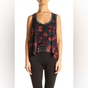 Urban Outfitters Ecote Womens Size Small Floral Velvet Tank Top Teal Red Retro